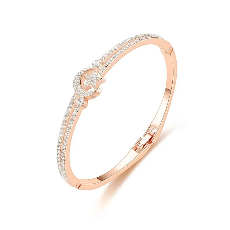 Women’s Fashion Bangle with Star & Moon Motif