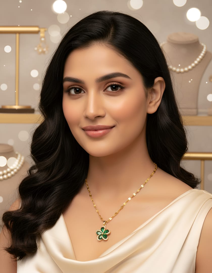 Green Zircon Snowflake Pendant Necklace