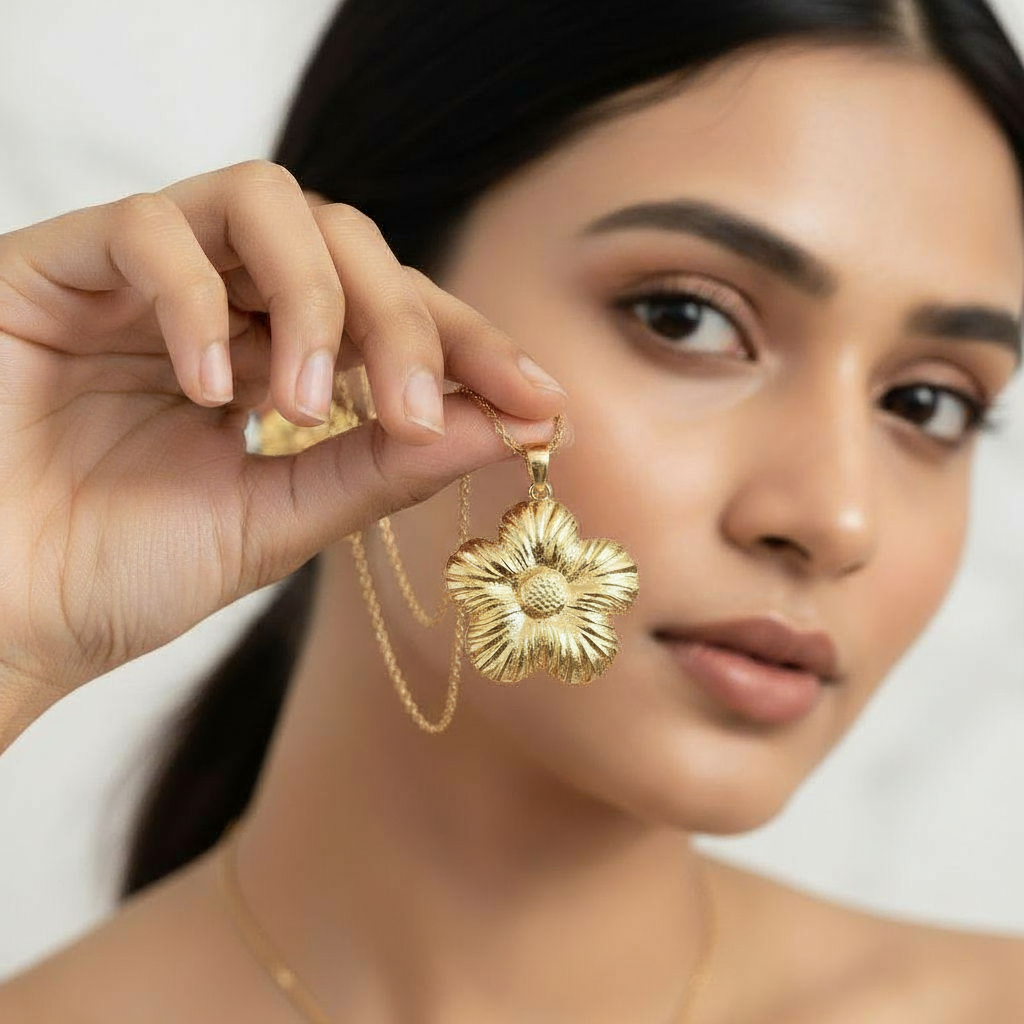 Daisy Necklace & Earrings Set –Gold Plated  Non Tarnish Finish