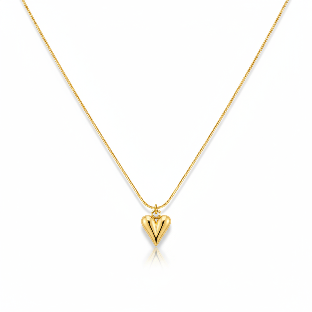Non Tarnish Gold Heart Pendant Necklace | Waterproof 18K Plated Stainless Steel Jewelry for Women