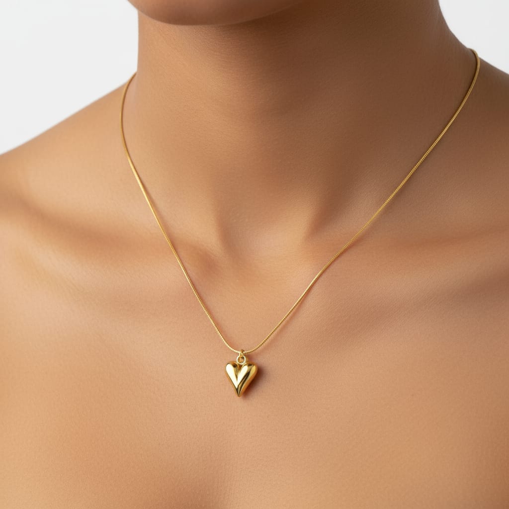 Non Tarnish Gold Heart Pendant Necklace | Waterproof 18K Plated Stainless Steel Jewelry for Women