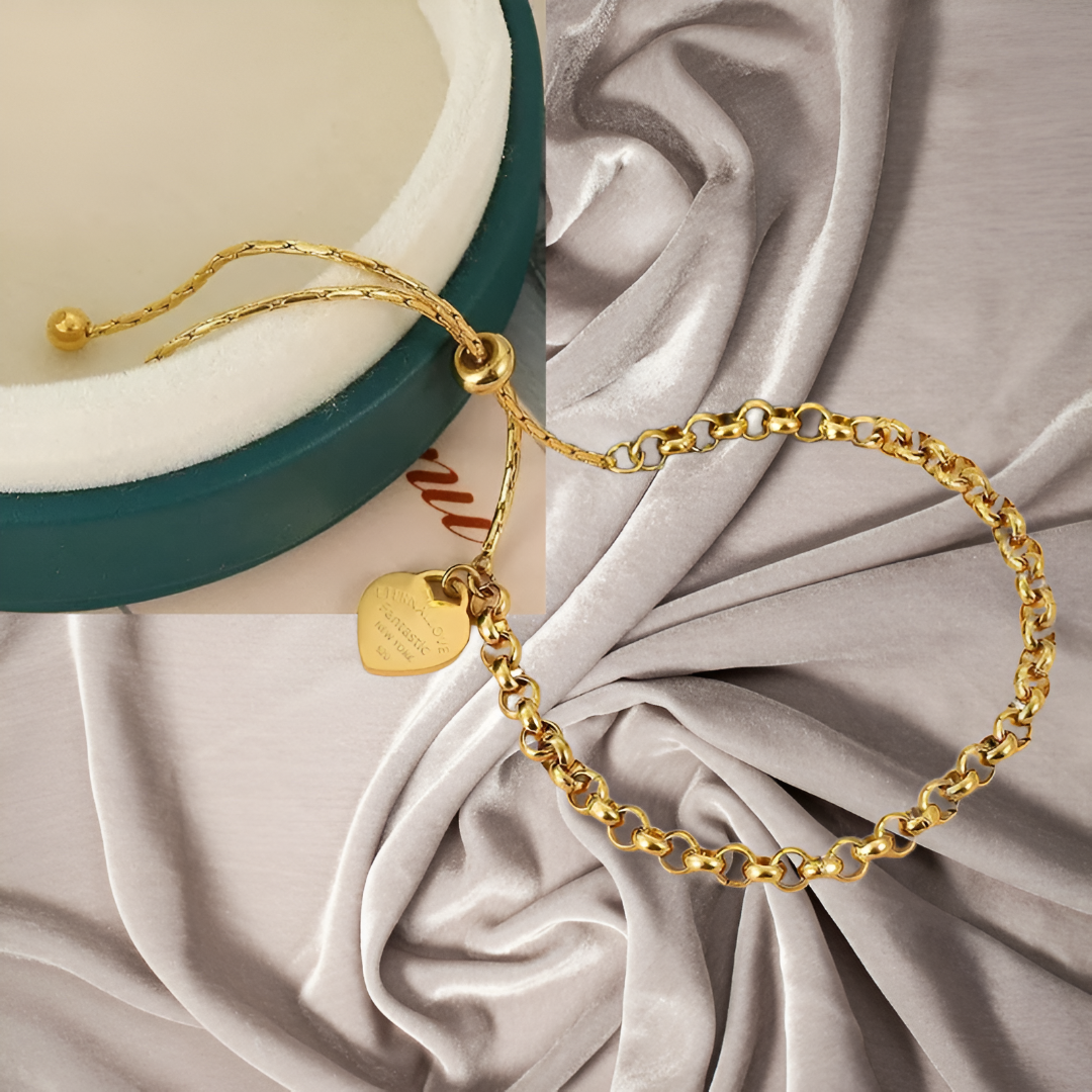 Non-Tarnish French Heart Gold Plated Bracelet