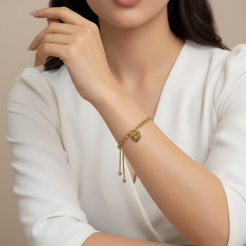 Non-Tarnish French Heart Gold Plated Bracelet