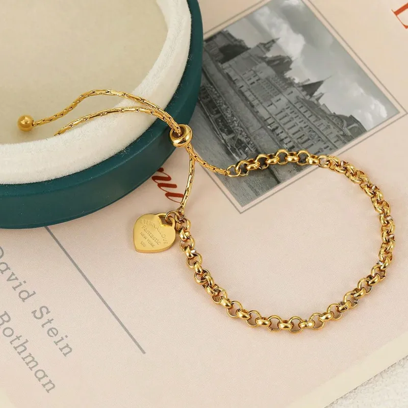 Non-Tarnish French Heart Gold Plated Bracelet
