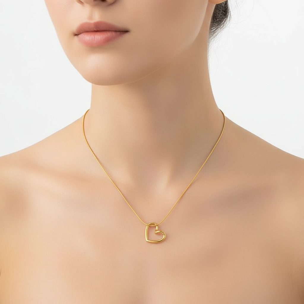 Anti Tarnish Gold Plated Heart Pendant Necklace – Minimal Elegant Jewelry for Women