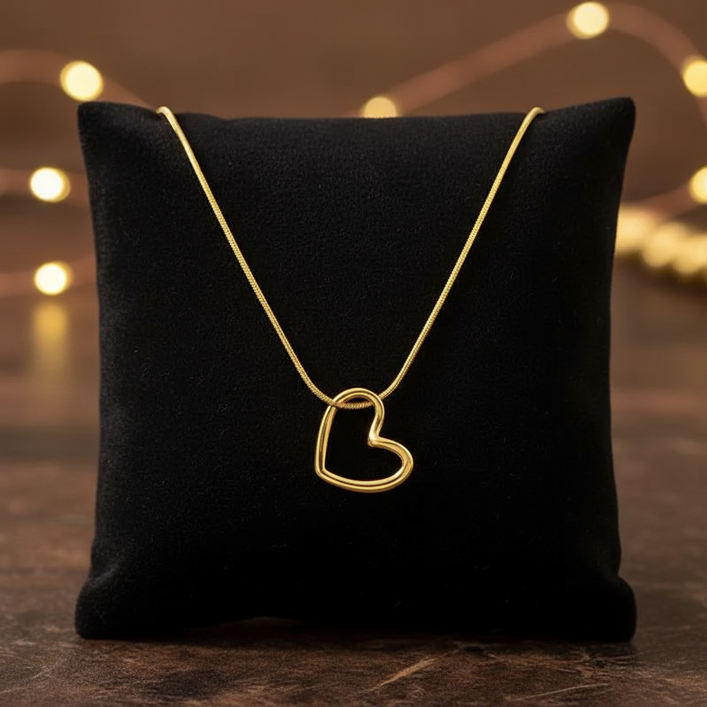 Anti Tarnish Gold Plated Heart Pendant Necklace – Minimal Elegant Jewelry for Women
