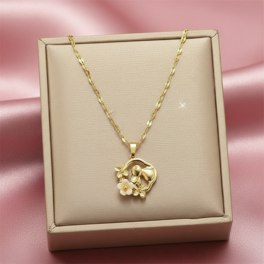 Elegant sunflower pendant necklace with zircon inlay, perfect for daily wear.