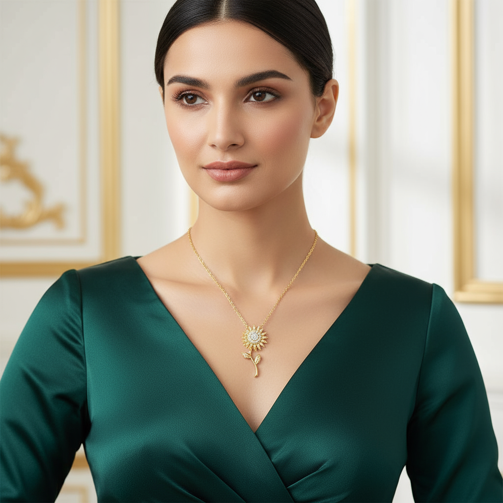 Women’s Classic Sunflower Pendant Necklace