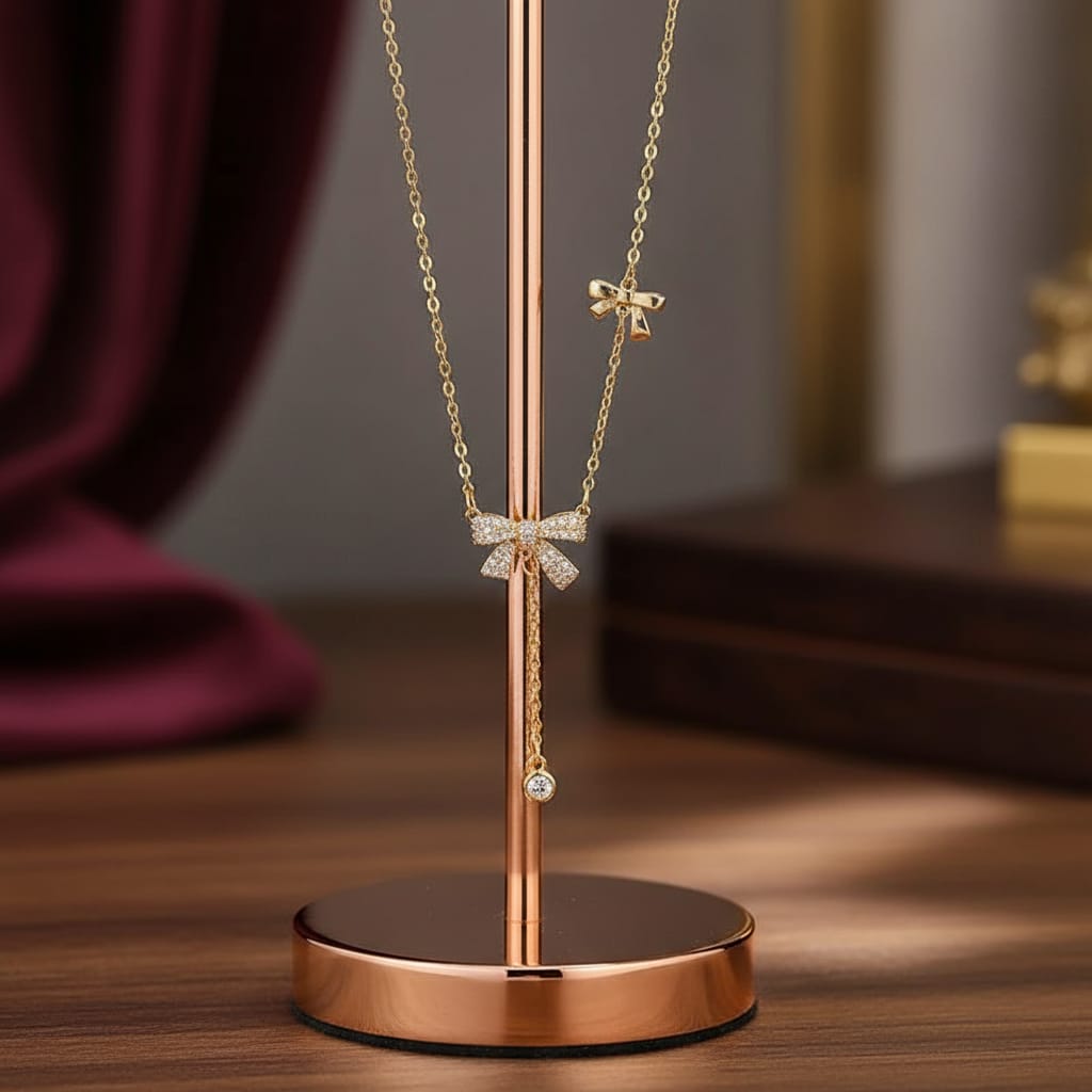 Anti-Tarnish Plated Bow Pendant Necklace