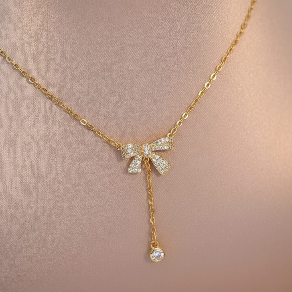 Anti-Tarnish Plated Bow Pendant Necklace