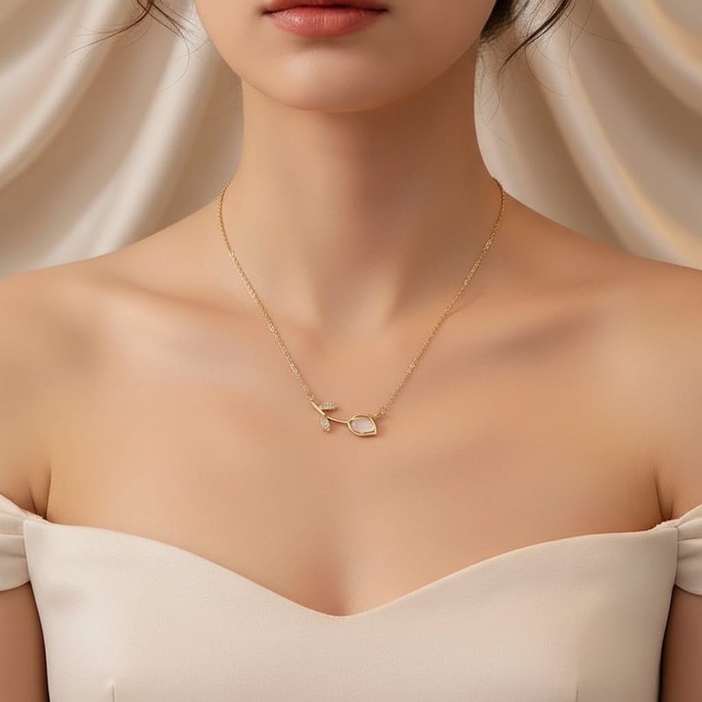 Anti-Tarnish Elegant Gold Leaf Necklace