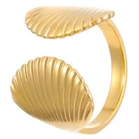 Gold plated Double Shell Open Ring Anti-Tarnish stainless steel