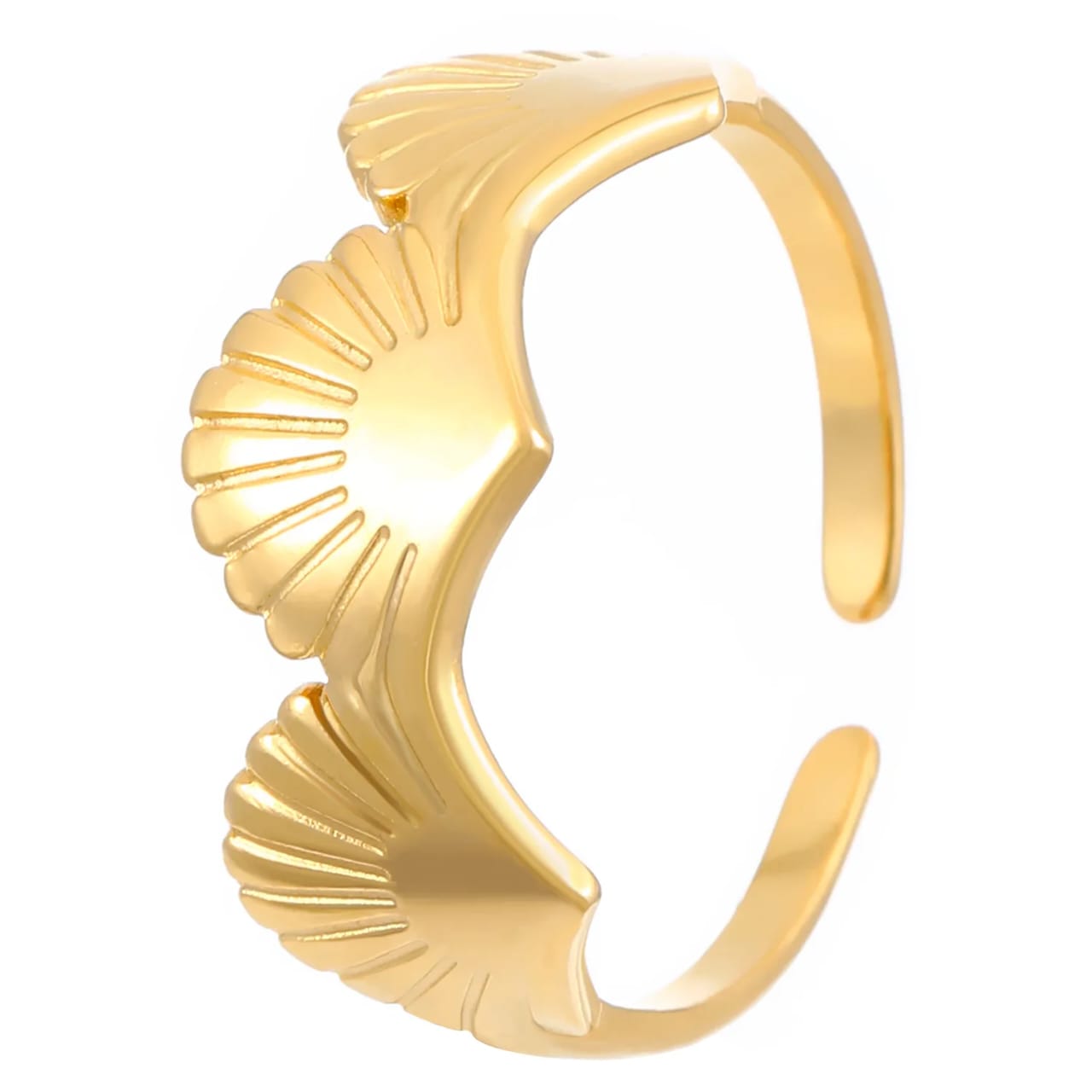 Stylish Anti-Tarnish Three Shells Open Ring , stainless steel