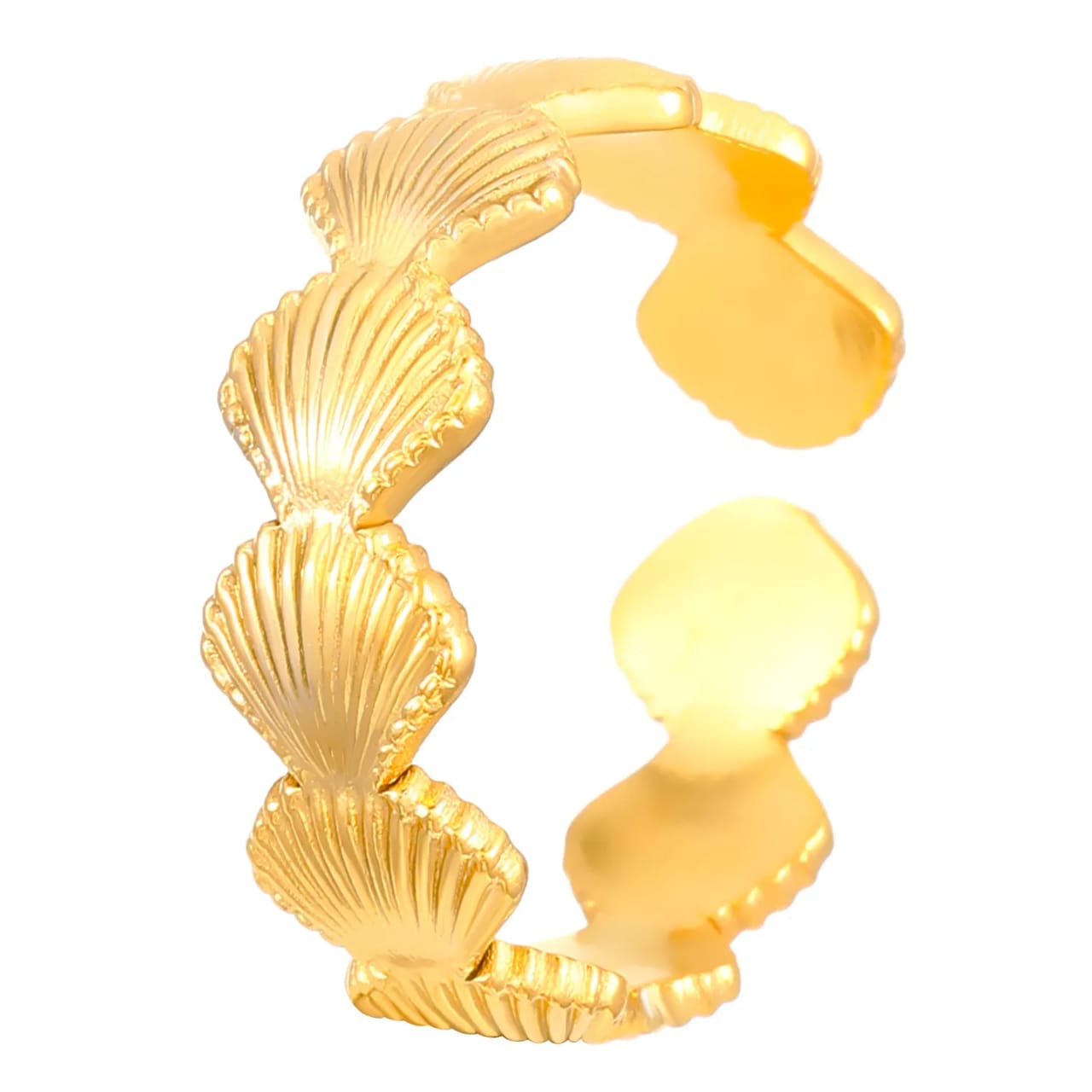Gold Plated Seashell Band Ring – Anti-Tarnished Finish