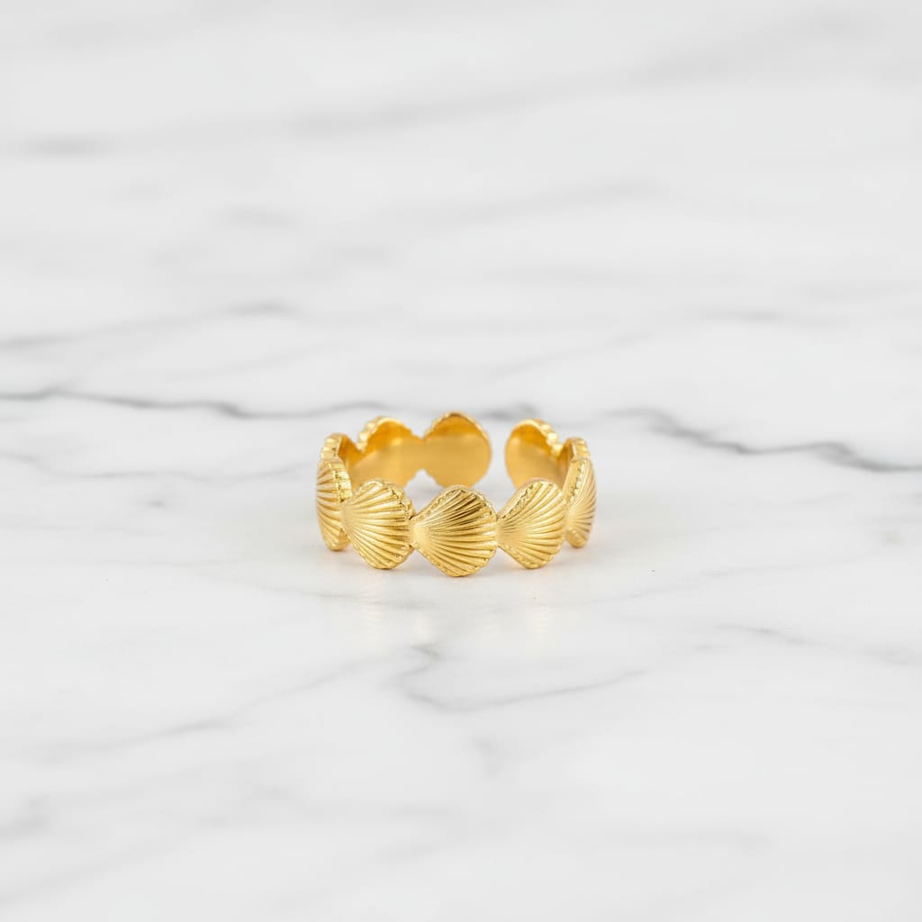 Gold Plated Seashell Band Ring – Anti-Tarnished Finish