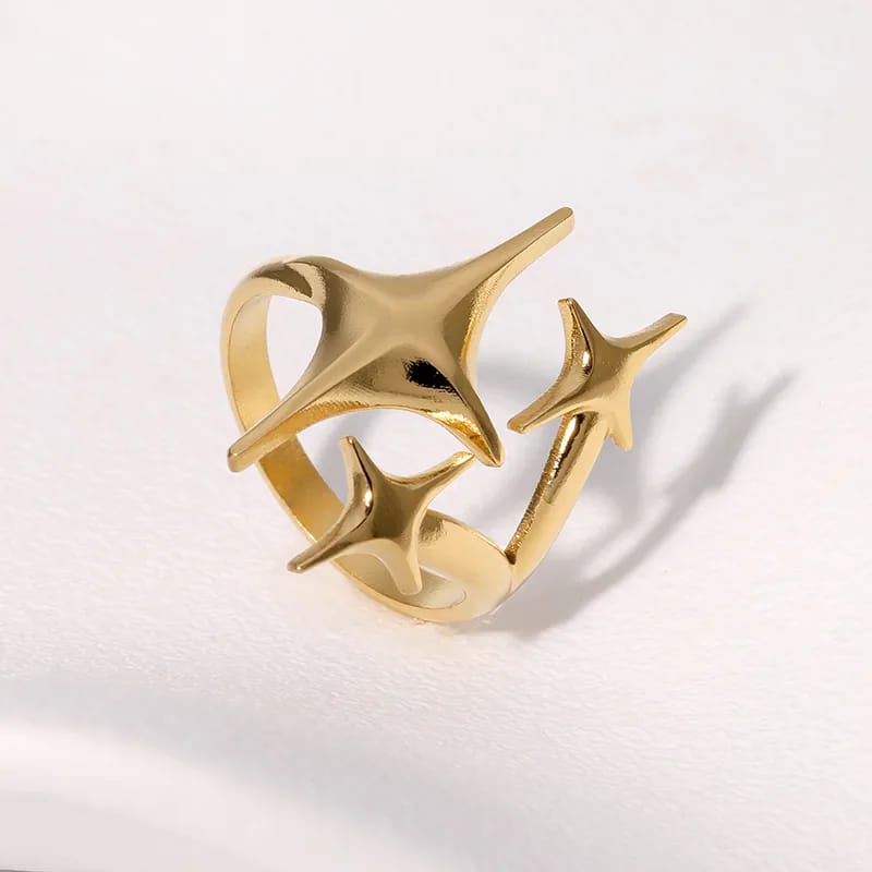 Modern Gold Plated Abstract Star Ring
