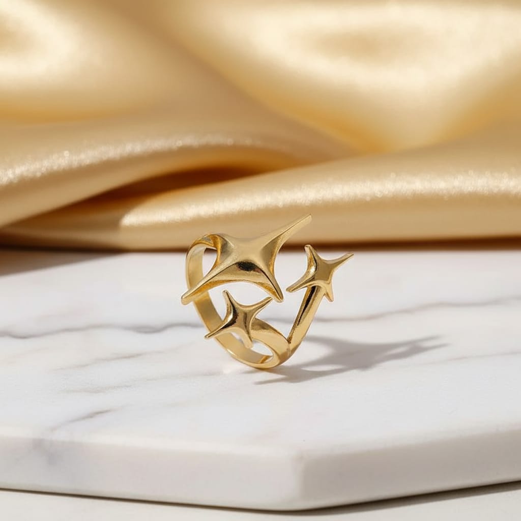Modern Gold Plated Abstract Star Ring
