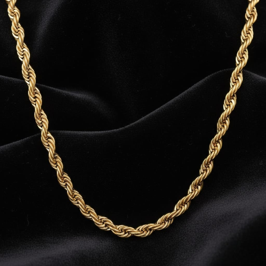 Classic Rope Chain Gold Plated Necklace – Anti-Tarnished Finish