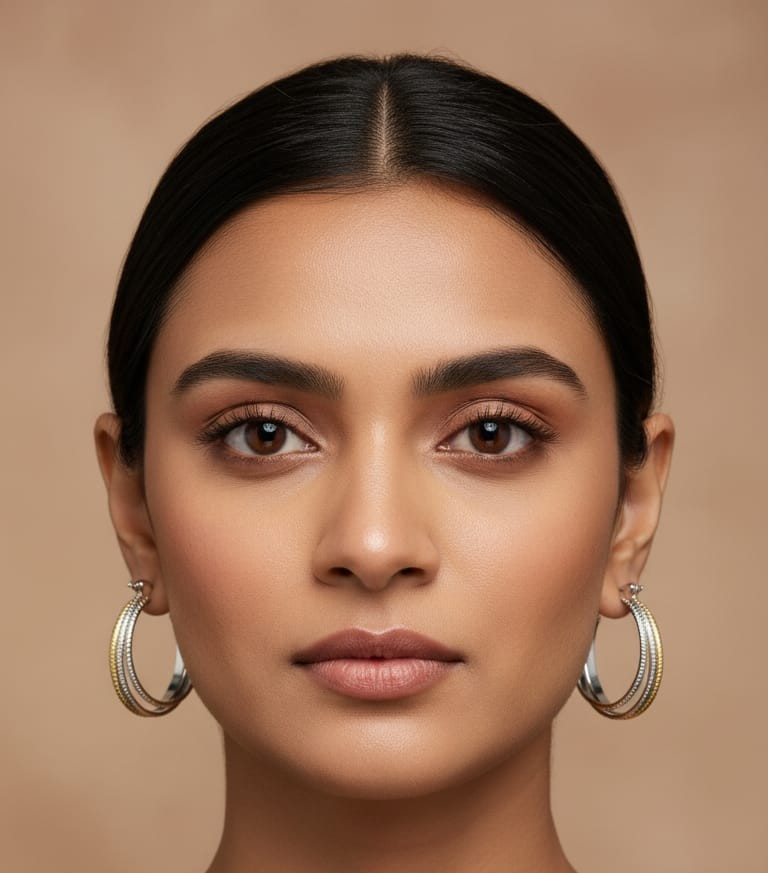 Stainless Steel Gold Plated Anti-Tarnish  dual-tone round hoop Ear Studs