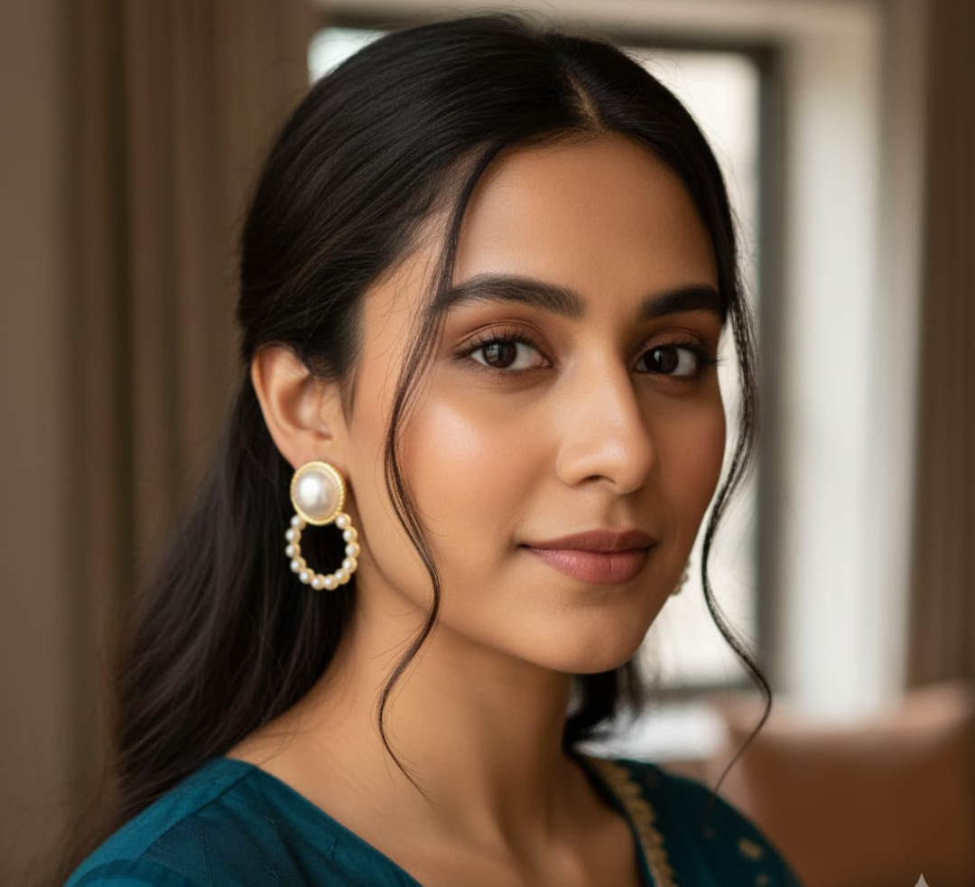 Elegant Pearl &  Hoop  gold-plated Statement Earrings