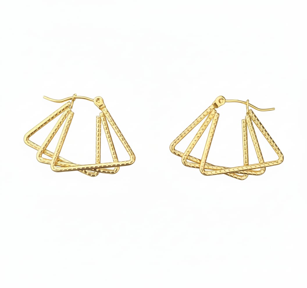 Triangle Pentagram 304 Stainless Steel 18K Gold Plated Earrings – Anti-Tarnish Shine