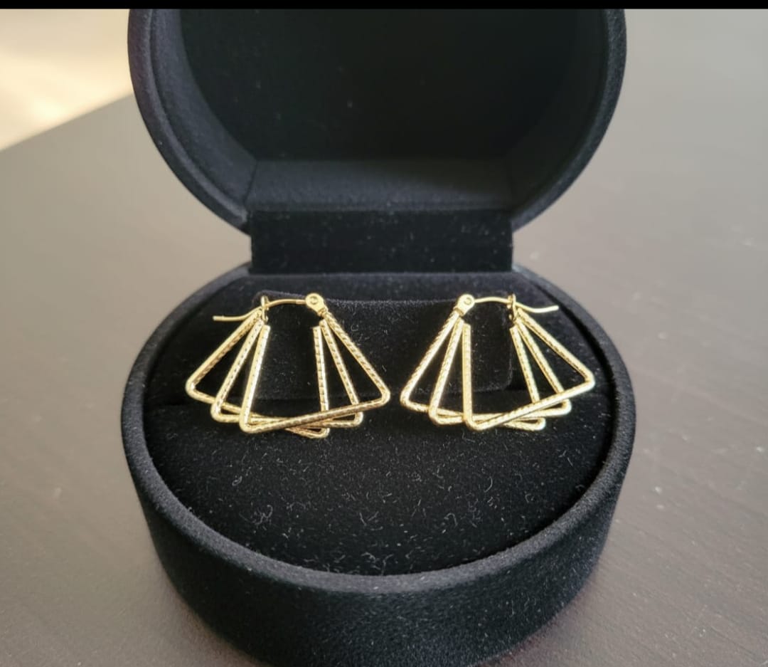 Triangle Pentagram 304 Stainless Steel 18K Gold Plated Earrings – Anti-Tarnish Shine