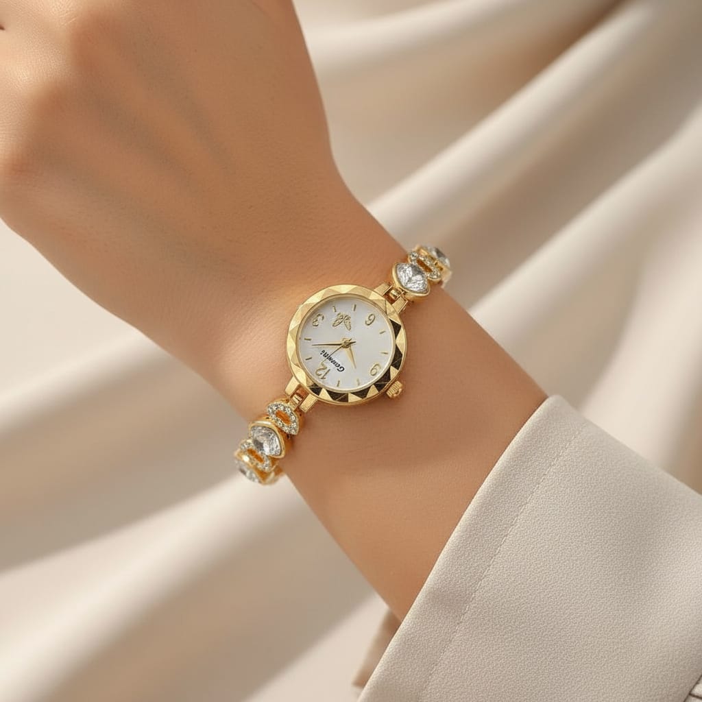 Sweet Commute Heart Shape Mechanical Women's Watch – Luxury Gold Bracelet
