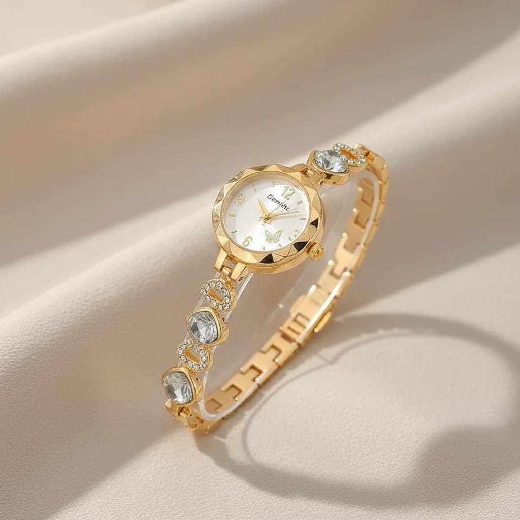 Sweet Commute Heart Shape Mechanical Women's Watch – Luxury Gold Bracelet