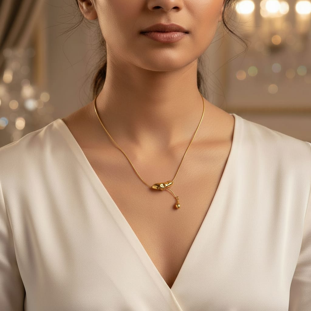 18K Gold Plated Pendant Necklace Snake Chain