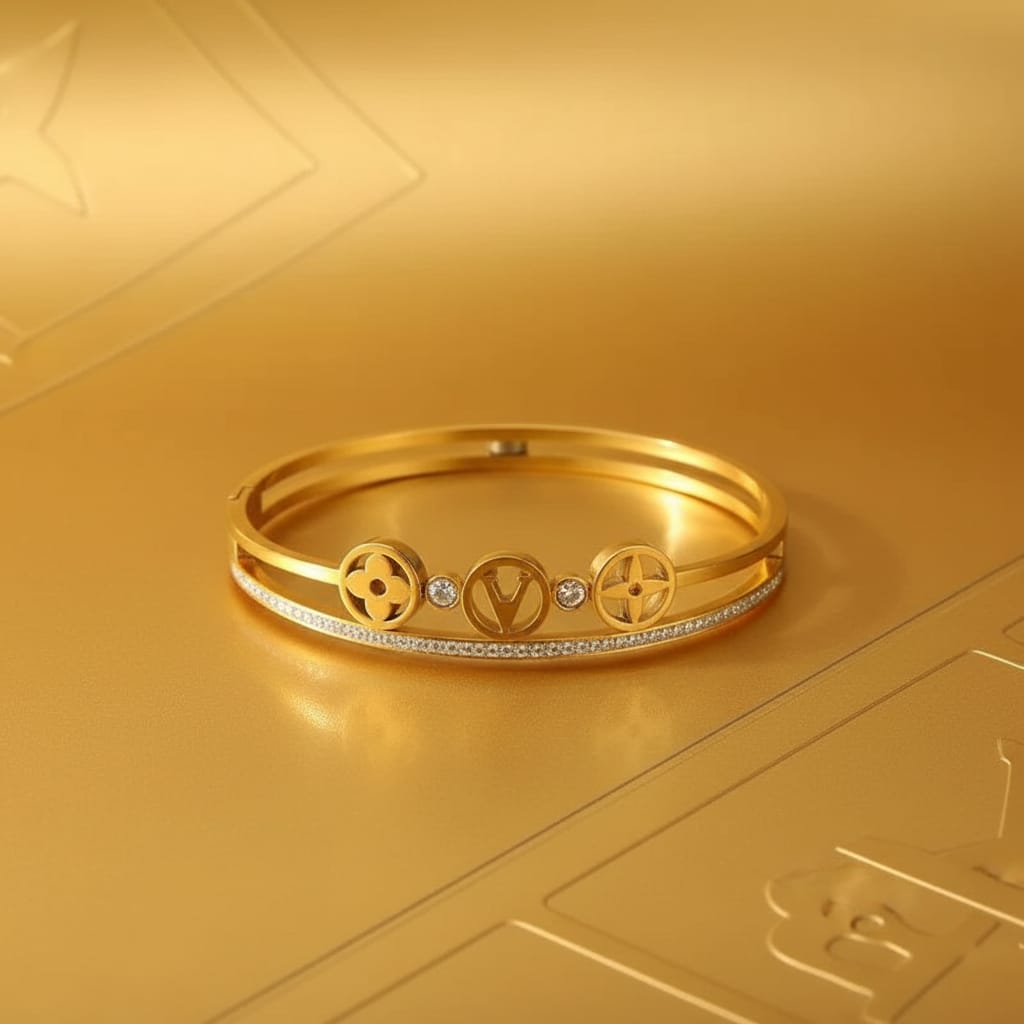 Radiant Anti-Tarnish 18K Gold Plated Zircon Bangle Bracele