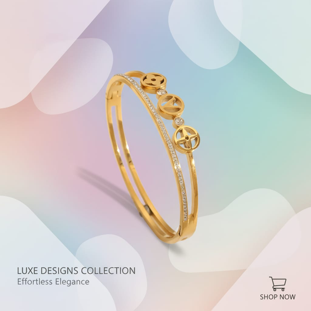 Radiant Anti-Tarnish 18K Gold Plated Zircon Bangle Bracele