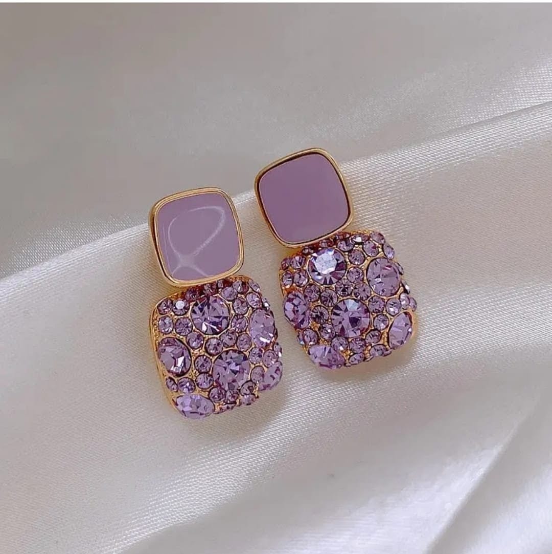 Purple Square Drop Earrings for Women