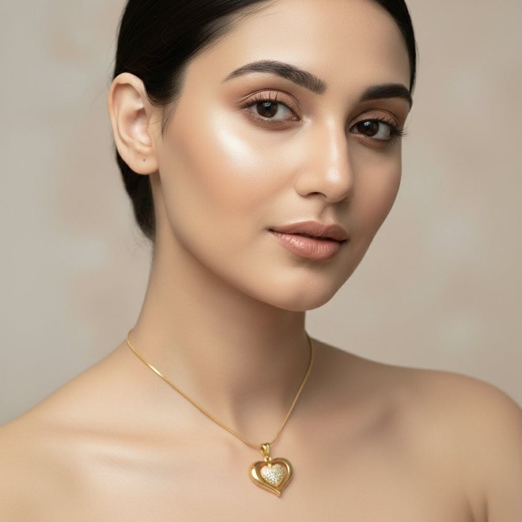 Elegant Gold Heart Pendant Necklace – Anti-Tarnish & Waterproof