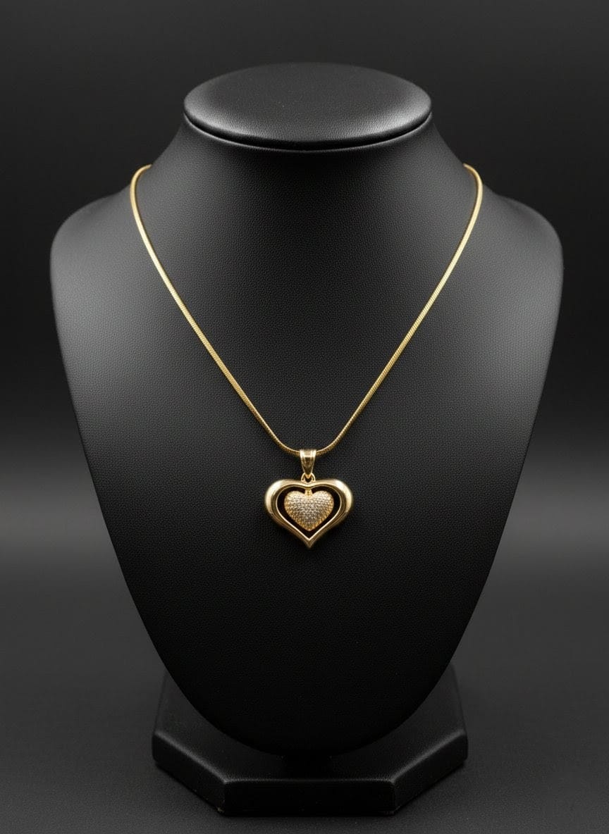 Elegant Gold Heart Pendant Necklace – Anti-Tarnish & Waterproof