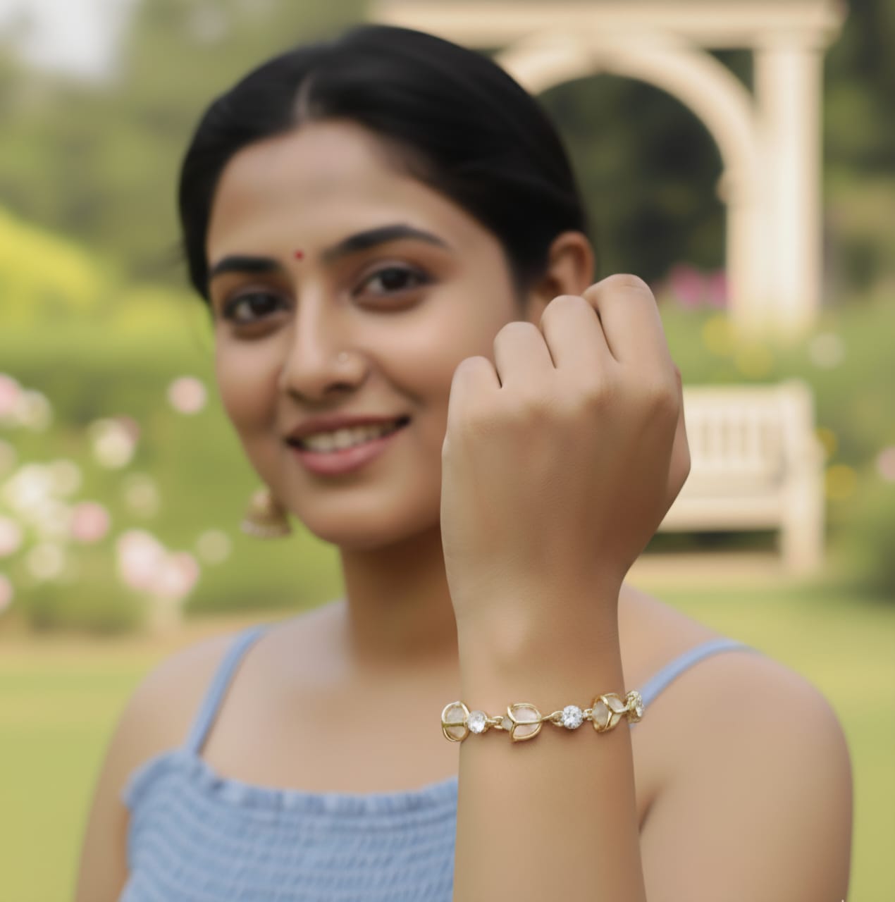 Blooming Grace Gold-Tone Crystal Bracelet