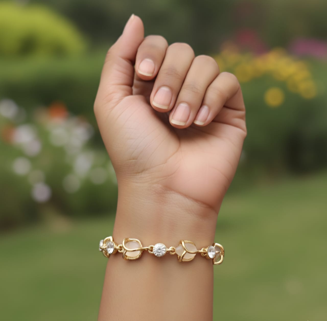 Blooming Grace Gold-Tone Crystal Bracelet