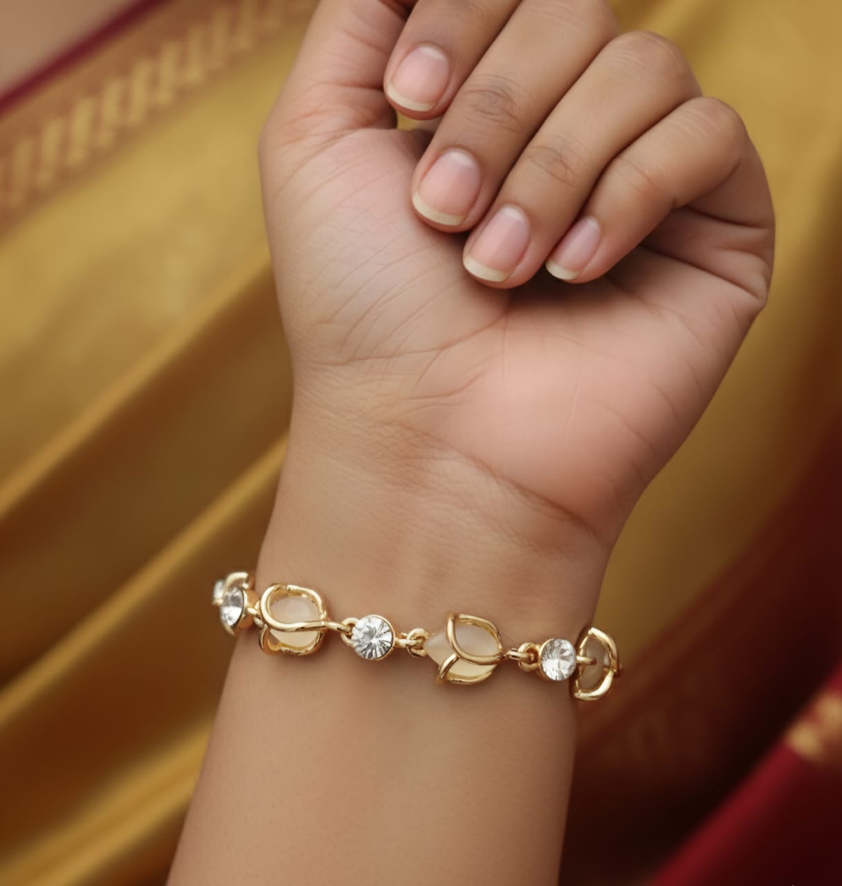 Blooming Grace Gold-Tone Crystal Bracelet
