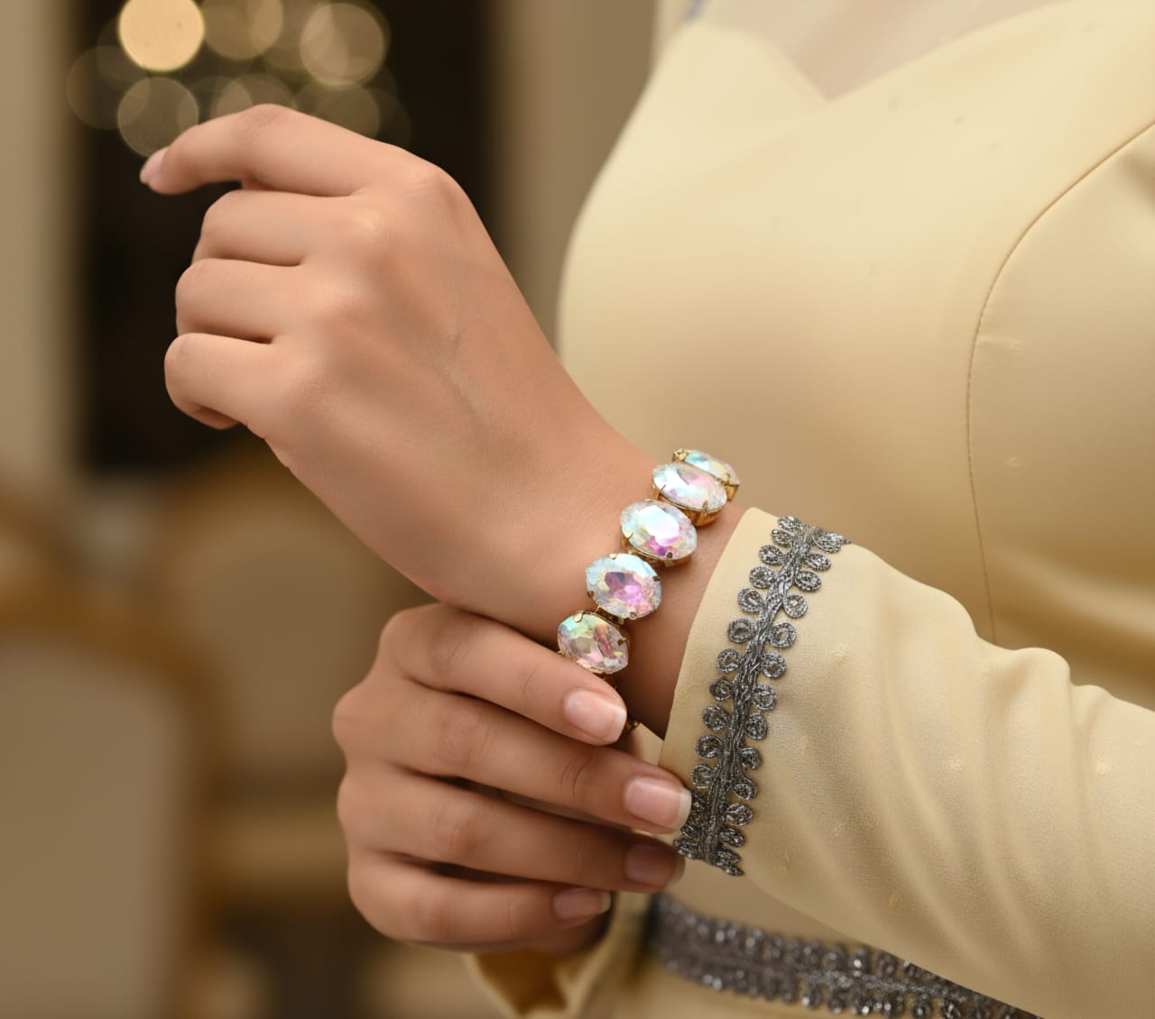 Aurora Glow Statement Crystal Bracelet