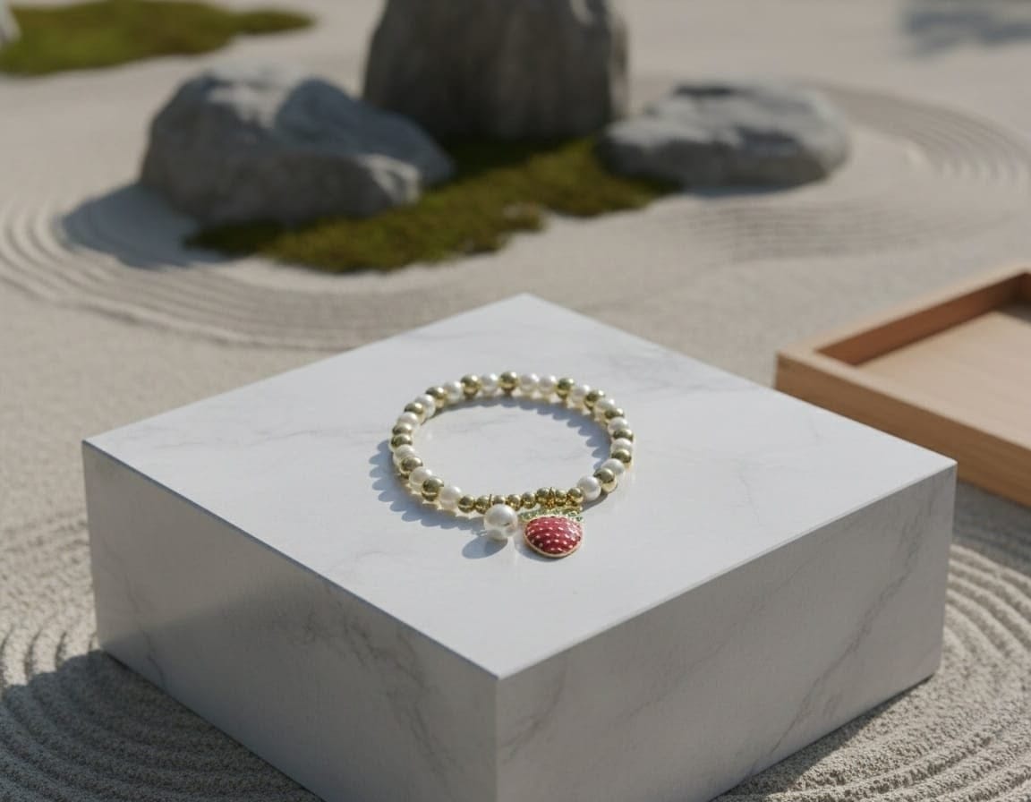 Strawberry Pearl Charm Bracelet