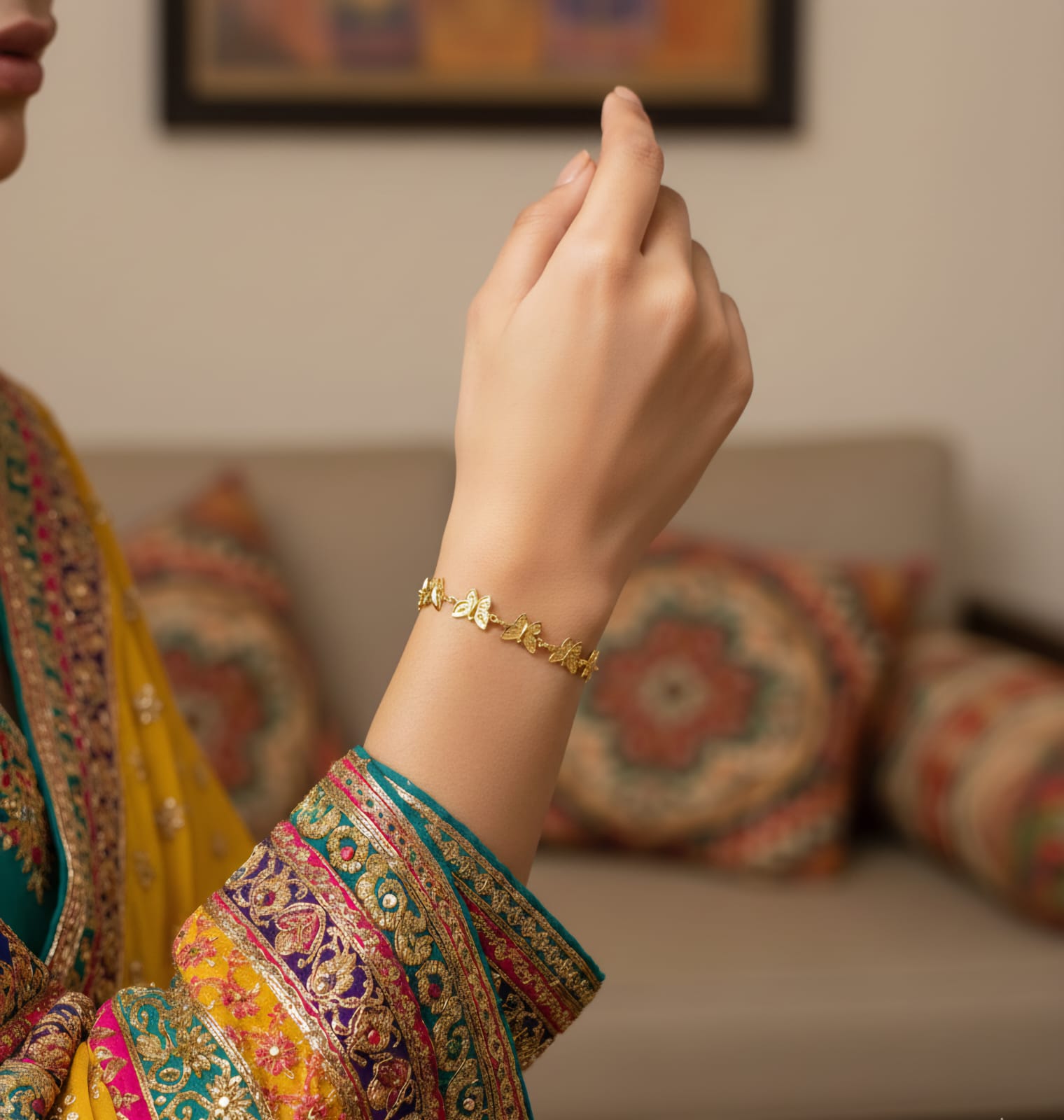 Anti-Tarnished Butterfly Bloom Gold-Plated Bracelet