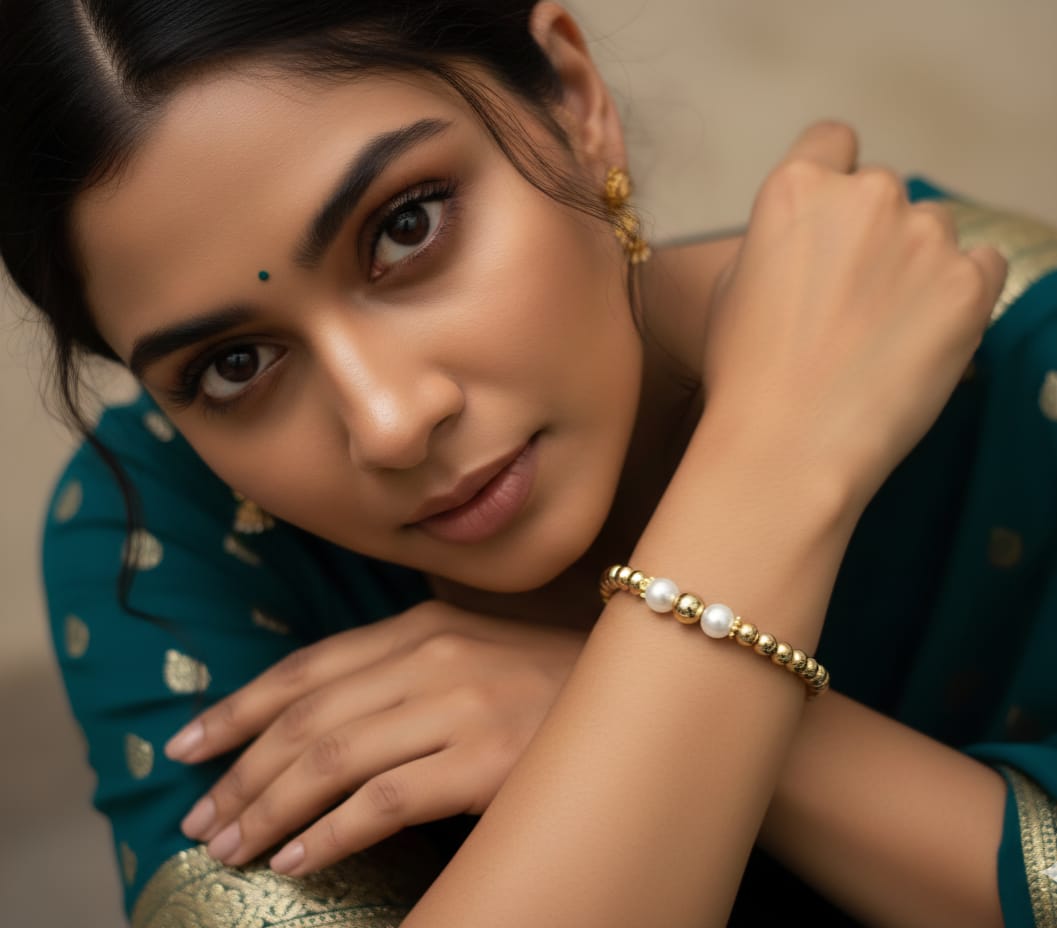 Radiant Gold-Plated Pearl Bead Bracelet