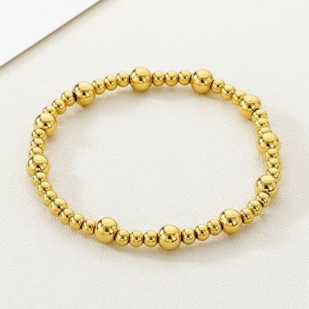 Anti-Tarnish 18K Gold Plated Stainless Steel Bead Bracelet