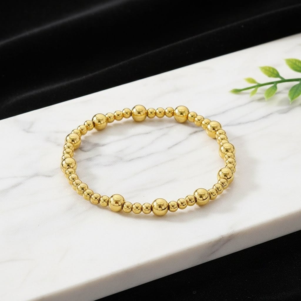 Anti-Tarnish 18K Gold Plated Stainless Steel Bead Bracelet