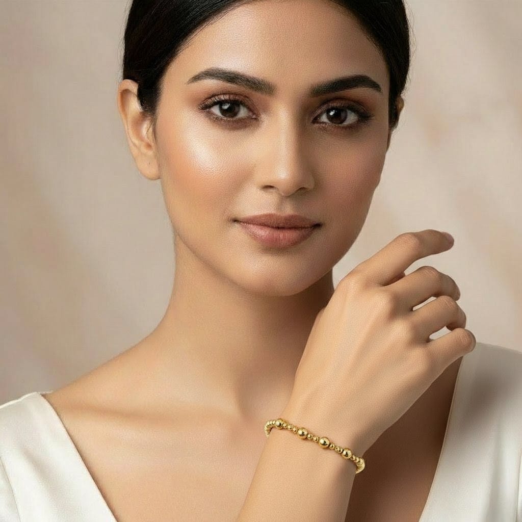 Anti-Tarnish 18K Gold Plated Stainless Steel Bead Bracelet