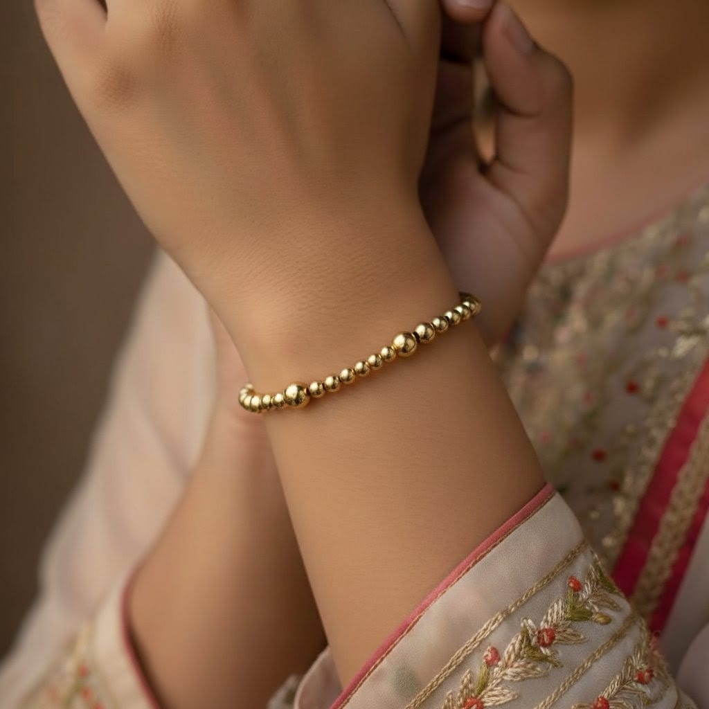 Anti-Tarnish 18K Gold Plated Stainless Steel Bead Bracelet