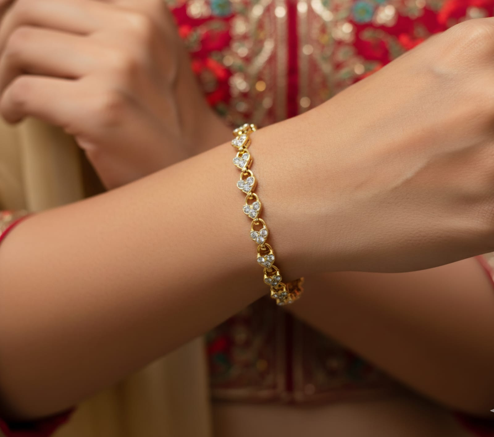 Gold Plated Heart Link Bracelet