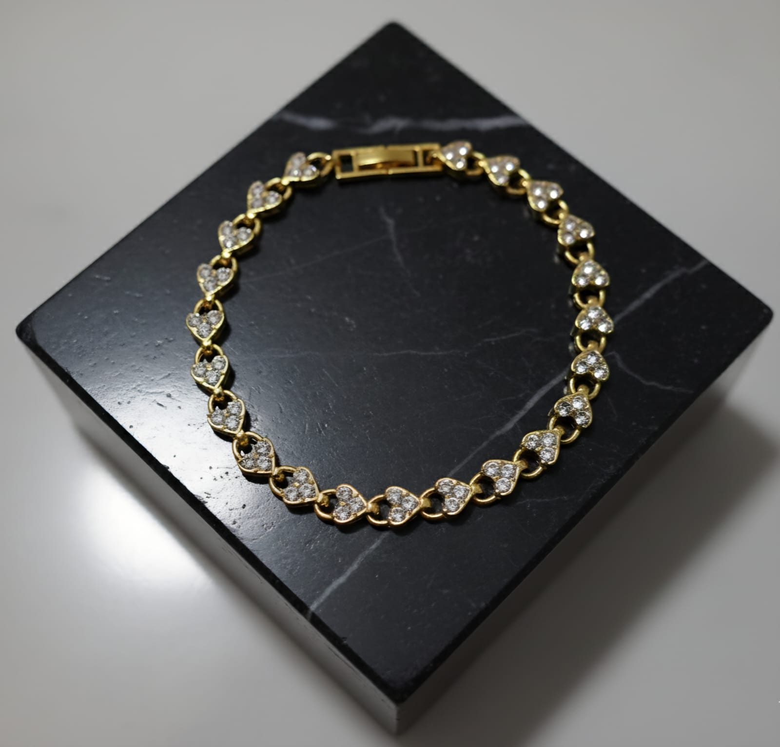 Gold Plated Heart Link Bracelet