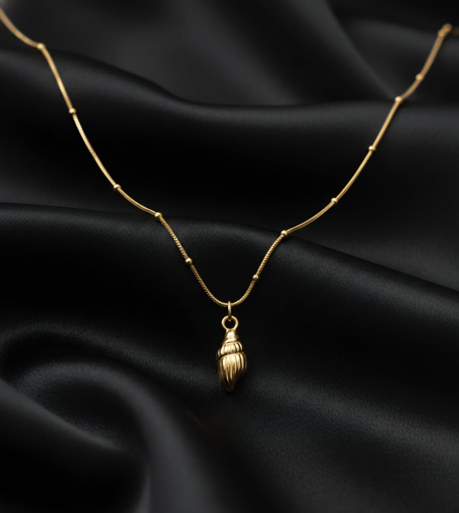 Gold Plated Seashell Pendant Necklace | Anti-Tarnish & Waterproof