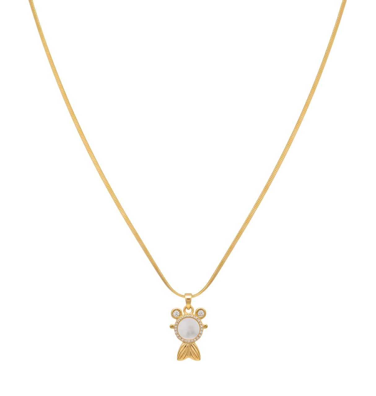 Round Motif Gold Plated Pendant Necklace | Anti-Tarnish & Waterproof