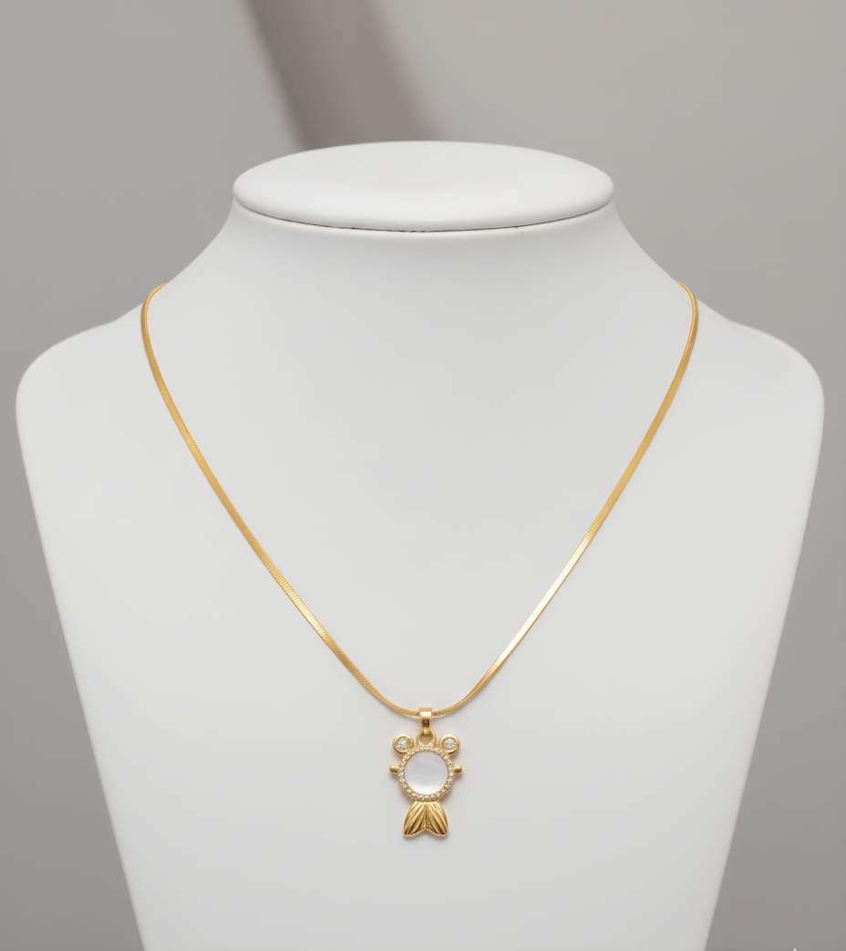 Round Motif Gold Plated Pendant Necklace | Anti-Tarnish & Waterproof